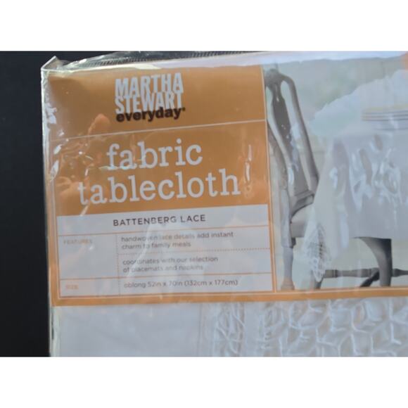 Vtg NEW Martha Stewart Battenburg Lace Tablecloth 70” Round French Country Chic - Picture 3 of 6